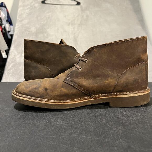 Clarks Bushacre Boots Shoes Mens Size 13 Beeswax Brown Leather Chukka Casual - Picture 7 of 10